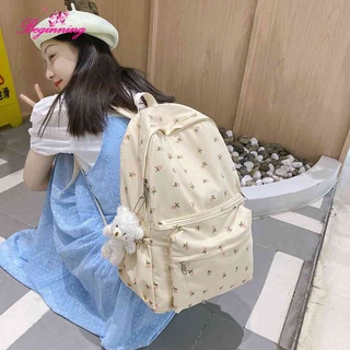 ✿ beginning ✿ กระเป๋าเป้สะพายหลัง กระเป๋านักเรียน ผ้าไนล่อน ลายดอกไม้ จุของได้เยอะ แฟชั่นสําหรับสตรี