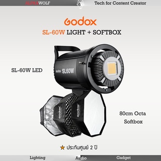ชุดไฟสตูดิโอ (Light+Softbox) Godox SL-60W Light Set ประกอบด้วย Godox SL60W &amp; Godox 80cm Softbox ประกันศูนย์ 2 ปี