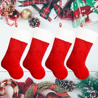 ถุงเท้าซานตาคลอส สีแดง ขนาดใหญ่ จุของได้เยอะ สําหรับแขวนตกแต่งต้นคริสต์มาส