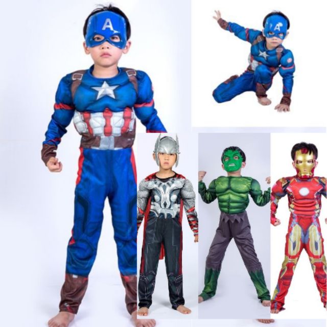 ลดราคา-ชุดกัปตันอเมริกาเด็ก-superhero-ชุดไอรอนแมน-ฟรีหน้ากาก-ชุดซุปเปอร์ฮีโร่
