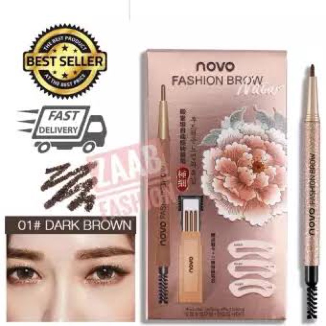 novo-fashion-brow-โนโว-ดินสอเขียนคิ้ว-แบบหมุน-มีแปรงปัดคิ้วในตัว