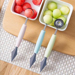 2 In 1 Creative Ice Cream Ball Spoon / DIY  Fruit Digging Stacks Spoon Tool /Stainless Steel Double-end Scoop / Watermelon Melon Fruit Carving Gouge Tool
