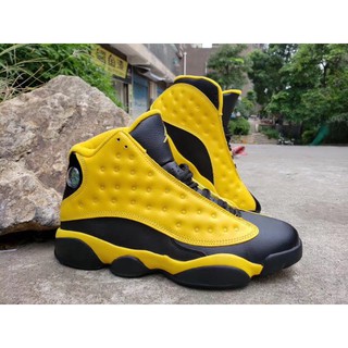 Air Jordan 13 mens high-top black and yellow breathable sneakers