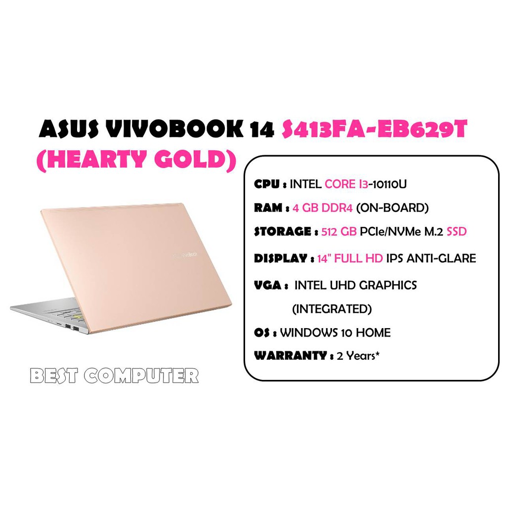 ASUS VIVOBOOK 14 S413FA-EB629T (HEARTY GOLD) | Shopee Thailand