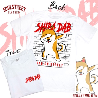 เสื้อยืดเสื้อยืด SoulStreet Clothingลาย  Shiba Dab สีขาว ขนาด M-4XL