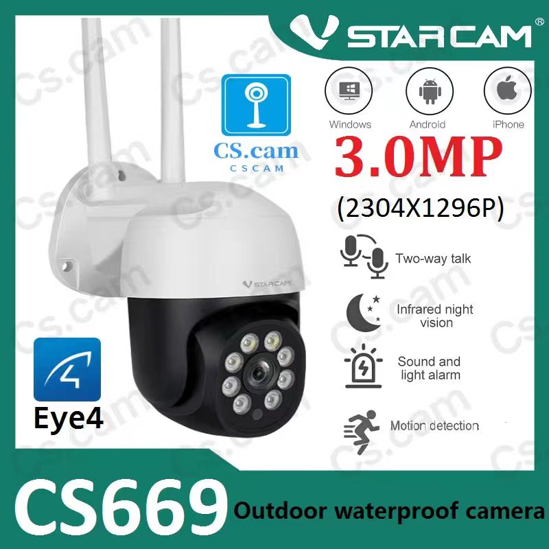 vstarcam-cs669-ความละเอียด-3-0-mp-1296p-กล้องวงจรปิดไร้สาย-ภาพสี-มีai-คนตรวจจับสัญญาณเตือน-outdoor-ip-camera