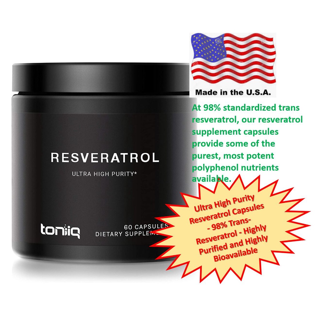 เรสเวอราทรอล Toniiq Ultra High Purity Resveratrol 60 Capsules เรสเวอ