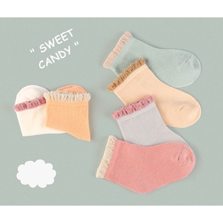 Sweet candy-ถุงเท้าเด็ก น่ารักๆ สีหวานๆ สำหรับเด็กแรกเกิด-3ขวบ สินค้าพร้อมส่ง