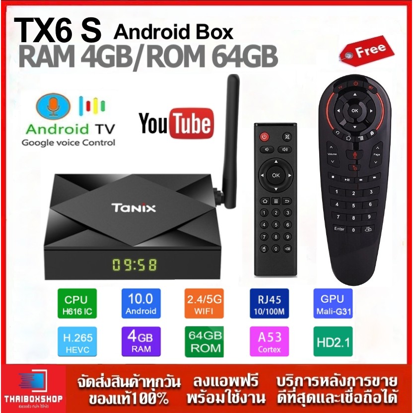 ภาพหน้าปกสินค้าTX6S (64GB ROM ) CPU H616 Ram4 Rom 64 WIFI 5G Bluetooth Android10 Smart TV Box
