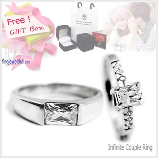 Finejewelthai-แหวนเพชร-แหวนเงิน-เงินแท้ 925-แหวนคู่-แหวนหมั้น-Couple-Diamond Cz-silver-wedding-ring -Gift_set25