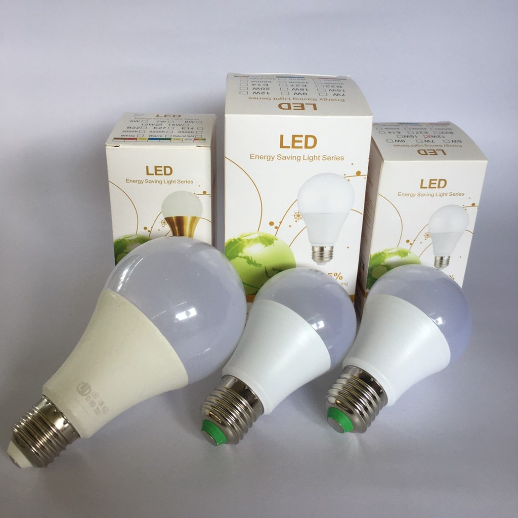 หลอดไฟ-led-bulb-ใช้ไฟฟ้า-220v-ใช้ไฟบ้าน-หลอดไฟขั้วเกลียว-ขั้ว-e27-มี-9w-12w-18w-แสงขาว-ราคาถูก-พร้อมส่ง