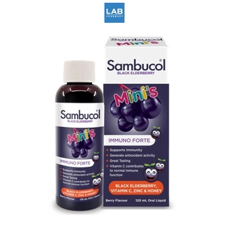 ภาพขนาดย่อของสินค้าSambucol Black Elderberry Mini's Liquid 120 ml.- แซมบูคอล แบล็ค เอลเดอร์เบอร์รี่ มินิส์ ชนิดน้ำ 1 ขวด บรรจุ 120 มล.