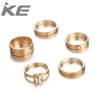 Hand accessories Simple and creative temperament flower leaves letter M ring 5-piece set for g