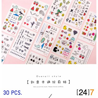 (24)7 (30 ขิ้น) TATTOO แทททูฮยอนอา สติ๊กเกอร์tattoo สติ๊กเกอร์ แทททู Sticker Tattoo แทททูมินิมอล แทททูฮยอนอา