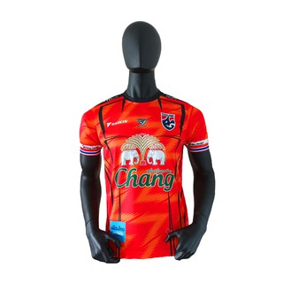 เสื้อฟุตบอลทีมชาติไทย สไตล์บอลไทย พิมพ์ลายทั้งตัว สีส้ม / ร้านบอลไทย Ballthaifc Sport
