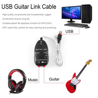 ภาพหน้าปกสินค้าGuitar To USB Interface Cable Link Audio for PC Recording. จัดส่งฟรี ที่เกี่ยวข้อง