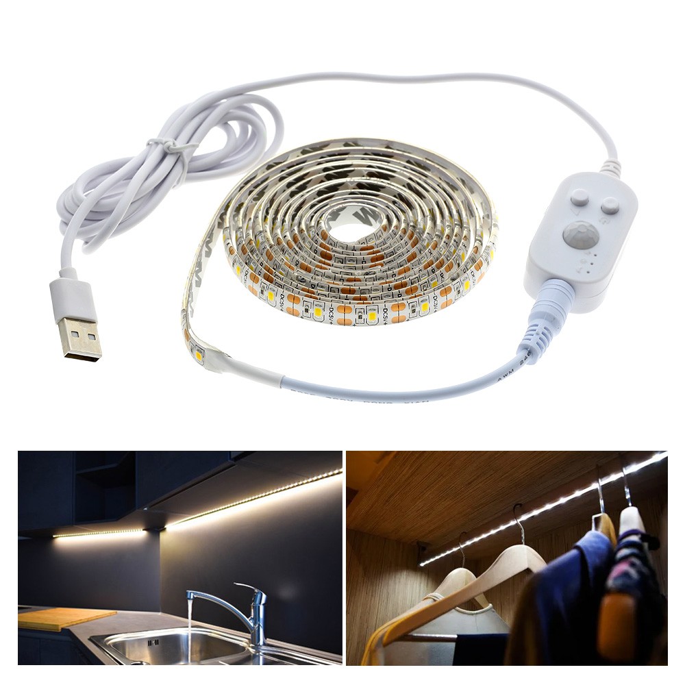 ภาพสินค้าDC5V USB Led Strip Light PIR Motion LED Backlight TV Kitchen Strip White Warm White Waterproof Sensor Light Strip 3 Brightness Adjustable จากร้าน hunta.th บน Shopee ภาพที่ 5