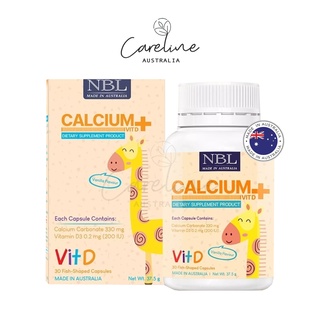 NBL แคลเซียมเด็ก Calcium + Vitamin D3 แคลเซียม ทานง่ายกลิ่นวนิลา กระตุ้นภูมิคุ้มกัน ป้องกันโรคกระดูกอ่อนในเด็ก 30 แคปซูล