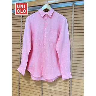 Uniqlo x Linen ชมพูสวย กระเป๋าหน้า ผู้ชาย ใหม่มาก • อก 38 ยาว 27 size : M