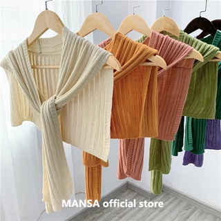 ภาพหน้าปกสินค้าMANSA ผ้าพันคอผ้าคลุมไหล่ถัก knitted shawl scarf ซึ่งคุณอาจชอบสินค้านี้