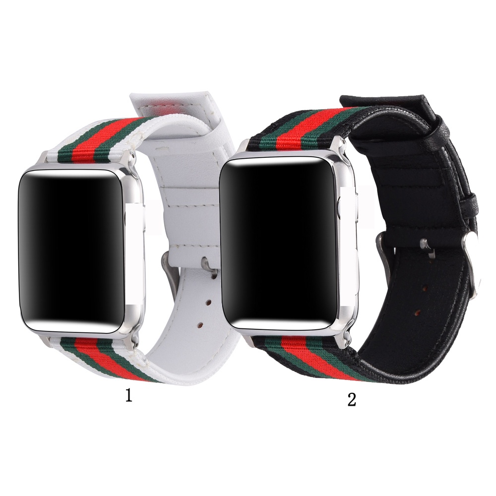 ภาพหน้าปกสินค้าสายนาฬิกาไนลอน พร้อมหนังแท้ 40 มม. 42 มม. 44 มม. สำหรับ Apple Watch Series 6 SE 1 2 3 4 5 38