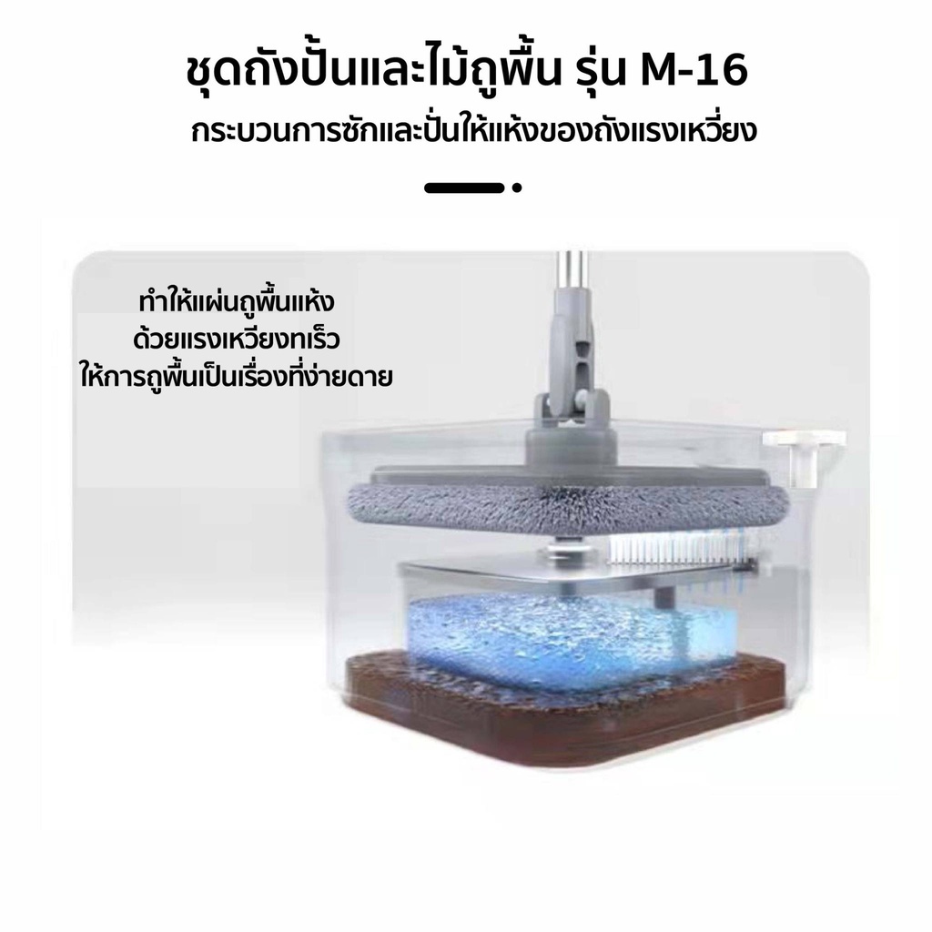 joybos-ชุดไม้ถูพื้น-ถังปั่น-m16-ไม้ม็อบถูพื้นแบบหมุนได้-แบบสี่เหลี่ยม-spin-mop-ถังแยกน้ำสะอาด-สกปรก-ผ้าถูพื้น-2-ชิ้น