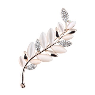 High-end Luxury Opal Rhinestone Leaf Brooch Popular All-match Accessories