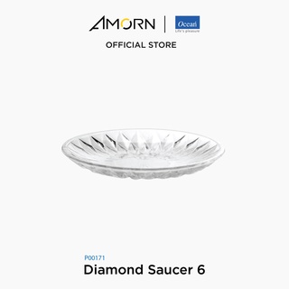 AMORN - (Ocean) P00171 Diamond Saucer [1กล่อง(6ใบ)]- จานไดมอนด์ จานดินเนอร์เเวร์ จานโอเชี่ยนกลาส 6 นิ้ว  Diamond 6"