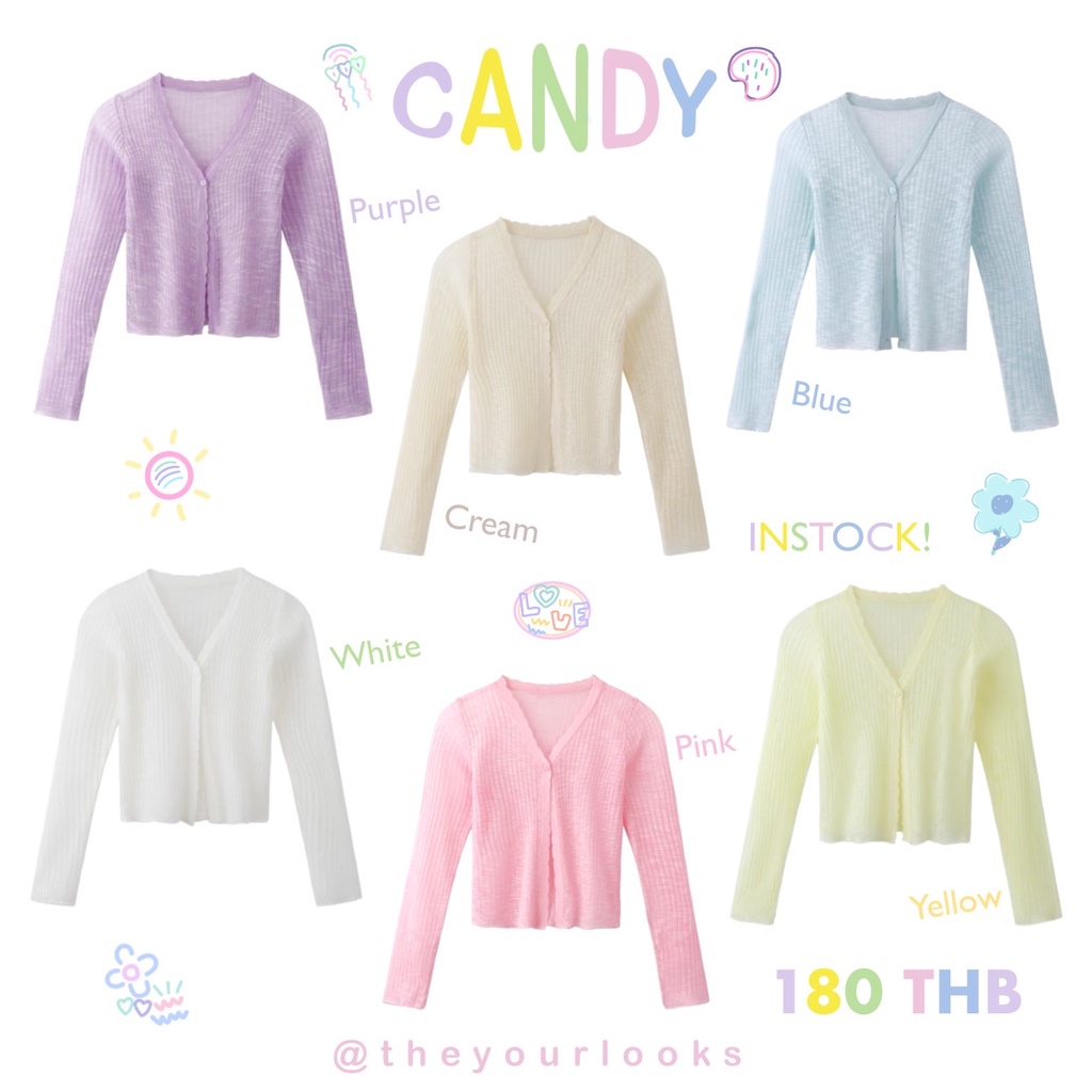 ภาพหน้าปกสินค้าTheyourlooks  พร้อมส่ง Candy transparent cardigan เสื้อคาร์ดิแกน รุ่นผ้าบาง   (TYL274)
