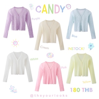 สินค้า [ส่วนลด 30฿ โค้ด WFWJZR] Theyourlooks ♡ พร้อมส่ง Candy transparent cardigan เสื้อคาร์ดิแกน รุ่นผ้าบาง 🍡🎨🍭 (TYL274)