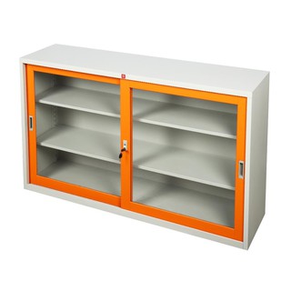 File cabinet CABINET LUCKY WORLD KSG-150 OR ORANGE Office furniture Home & Furniture ตู้เอกสาร ตู้เหล็กบานเลื่อนกระจก LU