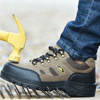 ภาพหน้าปกสินค้า👟รองเท้าเซฟตี้👟รองเท้าหนังหัวเหล็ก ป้องกันการชนและป้องกันการแทง กันน้ำระบายอากาศ รองเท้ากลางแจ้ง ที่เกี่ยวข้อง