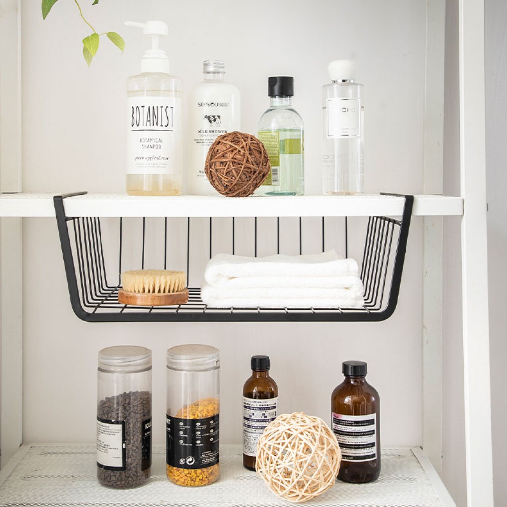 ตะกร้า-ตะกร้าใส่ของ-under-cabinet-storage-basket-kitchen-cabinet-organizer-storage-shelf-rack-under-shelf-basket-ตะกร้าเ