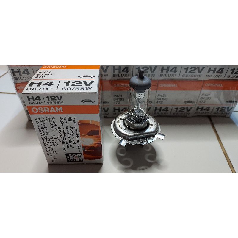 หลอดไฟหน้าh4-12v60-55w-p43t-64193osramแท้