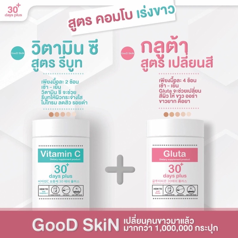 พร้อมส่ง-ส่งฟรี-ของแท้-ล็อตใหม่ล่าสุด-มีบัตรตัวแทน-goodskin-วิตามินซีรีบูท-กลูต้า-vitamin-c-goodskin-30-days