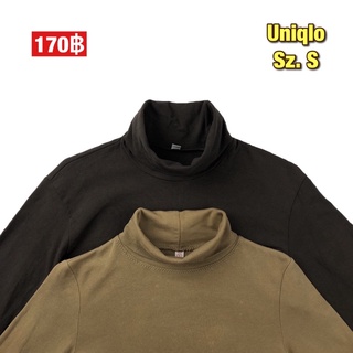 ❄️🌨🛋 เสื้อคอเต่ากันหนาวแขนยาว Uniqlo size S , เสื้อคอเต่าสีพื้น สีน้ำตาล