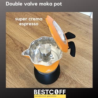 Bestcoff Double valve moka pot หม้อต้มกาแฟ แอสเพรสโซ่ โมกาพอด ดับเบิ้ลวาล์ว เพิ่มครีม่า