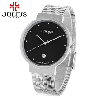 JULIUS นาฬิกาแบรนด์เกาหลี สายสแตนเลส  รุ่น JA426 สายสีเงิน(SILVER)  หน้าปัดสีดำ (BLACK)  BY BUDGERIGAR TIME