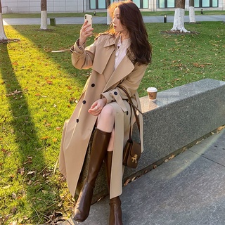 เสื้อแจ็คเก็ตกันลมผู้หญิง 💥 Overcoat ✨ ฤดูใบไม้ร่วงปี 2023 เสื้อโค้ทยาวคลุมเข่าแบบหลวมสไตล์เกาหลีแบบใหม่ของเกาหลี