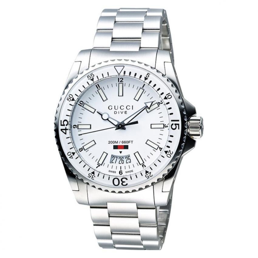 GUCCI Dive White Dial Stainless Steel Men's Watch Item No. YA136302 |  Shopee Thailand