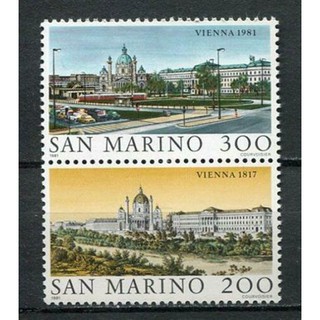 H064 แสตมป์ San Marino ยังไม่ได้ใช้ ชุด World Cities - Vienna เมืองระดับโลก ปี 1981 ยังไม่ได้ใช้ สภาพดี 2 ดวง ครบชุด