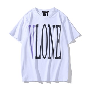 Vlone เสื้อยืดแฟชั่นสําหรับ Unisex ผ้าฝ้ายแขนสั้นพิมพ์ลาย หลวมและสบาย