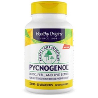สินค้า (แพ็คเกจใหม่ EXP 03/2025) Healthy Origins Pycnogenol 100 mg 60 Veggie Caps สารสกัดจากเปลือกสนฝรั่งเศส
