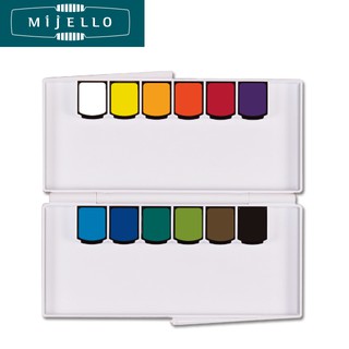 MIJELLO สีน้ำเค้ก Silver 6ml. 12 สี (MISSION SILVER PANS WC SET 12)