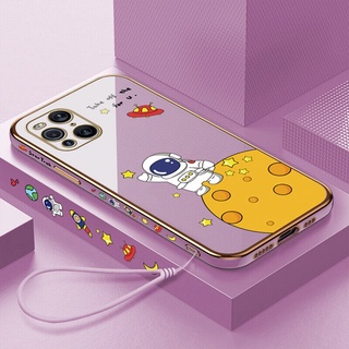 เคสโทรศัพท์มือถือ ทรงสี่เหลี่ยม บางพิเศษ ลายการ์ตูนนักบินอวกาศ หรูหรา สําหรับ OPPO A16 A5S A3S A12 A54 A74 A53 A31 A5 A9 2020 A92 A52 RENO5 A12E