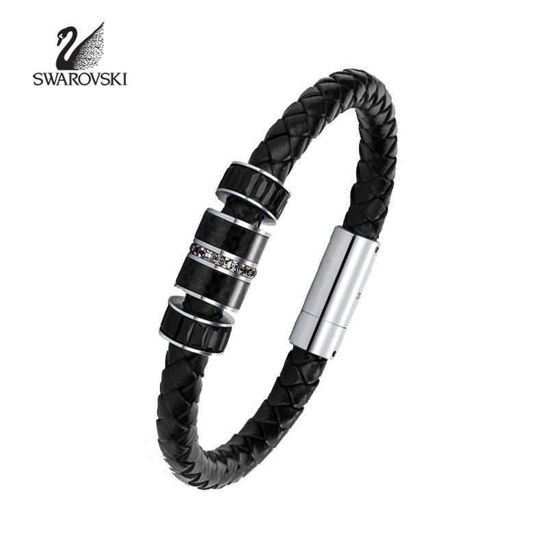 Swarovski black hotsell leather bracelet