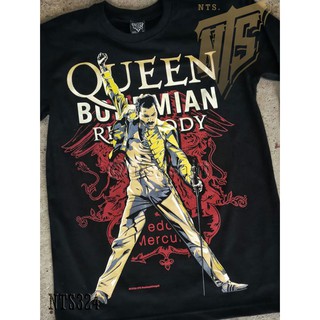 เสื้อยืดวินเทจNTS​ 324 Queen Bohemian Freddie เสิ้อยืดดำ เสื้อยืดชาวร็อค เสื้อวง New Type System NTS Rock brand Sz. S M