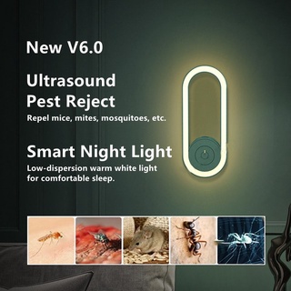ภาพหน้าปกสินค้า2021 V6.0 Pest Reject Ultrasonic Mosquito Repellent Mite Removal Instrument With Smart Intelligent Sensor Night Light Repel Mice Mites Mosquitoes Insects Pests ที่เกี่ยวข้อง