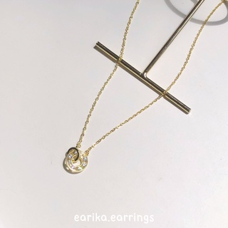 earika.earrings - gold magic circle hook necklace สร้อยคอเงินแท้จี้วงกลมซ้อนสีทอง S92.5 ปรับขนาดได้