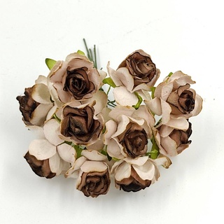 [10 ดอก / RS350BR3 ]  ดอกไม้กระดาษ ดอกไม้ประดิษฐ์ ดอกไม้กระดาษสา ดอกกุหลาบ 30-35 mm Artificial Paper Flower